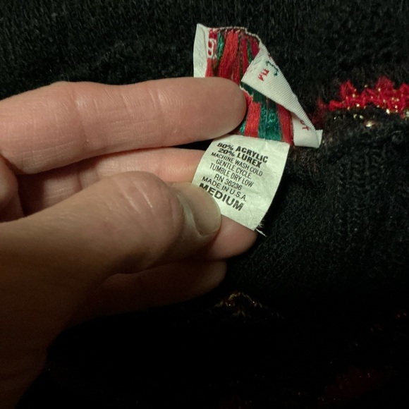 Vtg 90s oversized Christmas Wreath Glittery Sweater - Picture 3 of 13